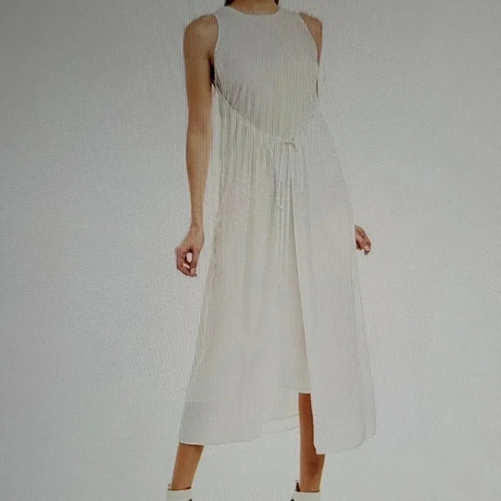 VINCE SHIRRED DRAWSTRING MAXI DRESS